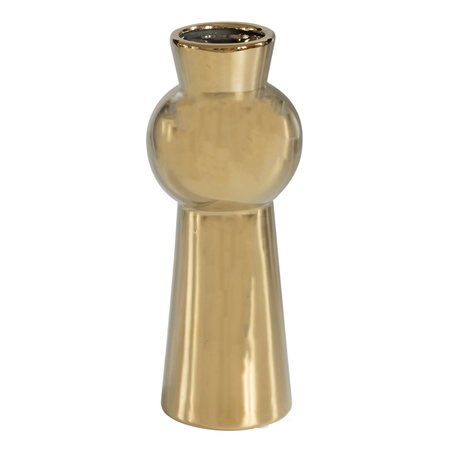 FABULAXE 10.5 H Decorative Ceramic Ball Neck Flower Table Vase, Shiny Metallic Gold QI004057
